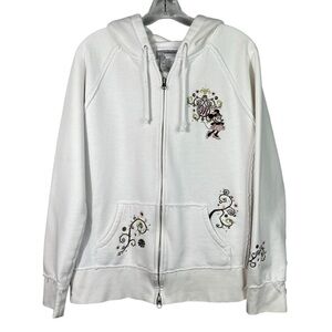 Vintage Disney Parks Y2K White Minnie Mouse Embroidered Full Zip Fleece Jacket